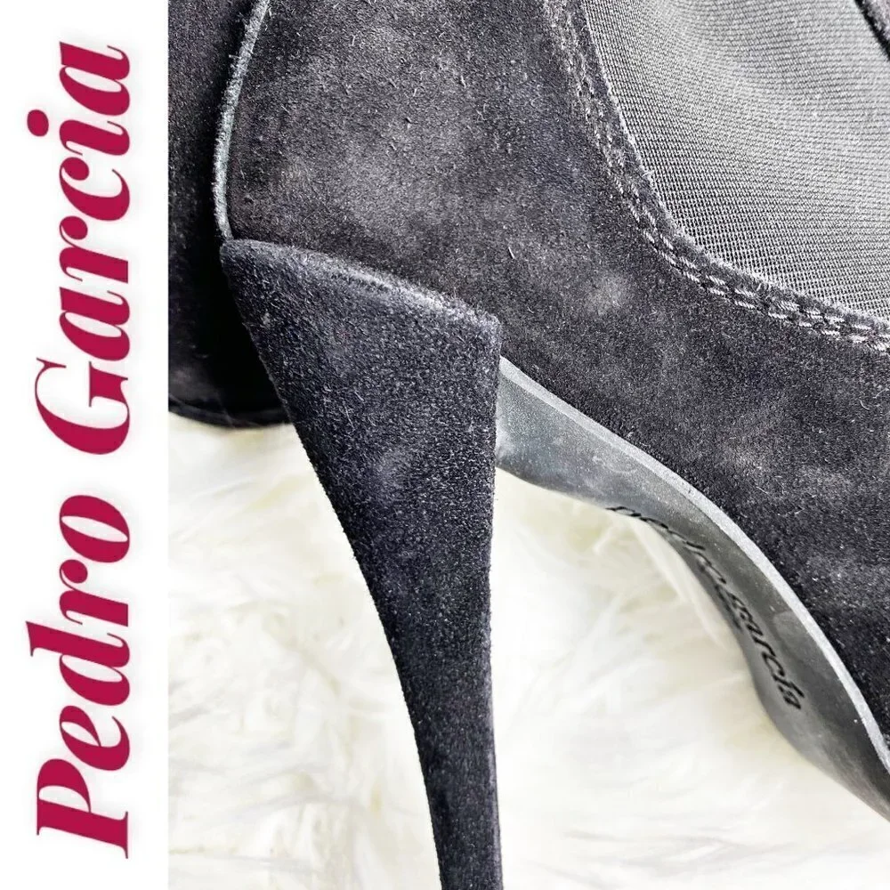 PEDRO GARCIA SUEDE LEATHER‎ PLATFORM CHELSEA BOOTIE STILETTO BLACK, Size 40